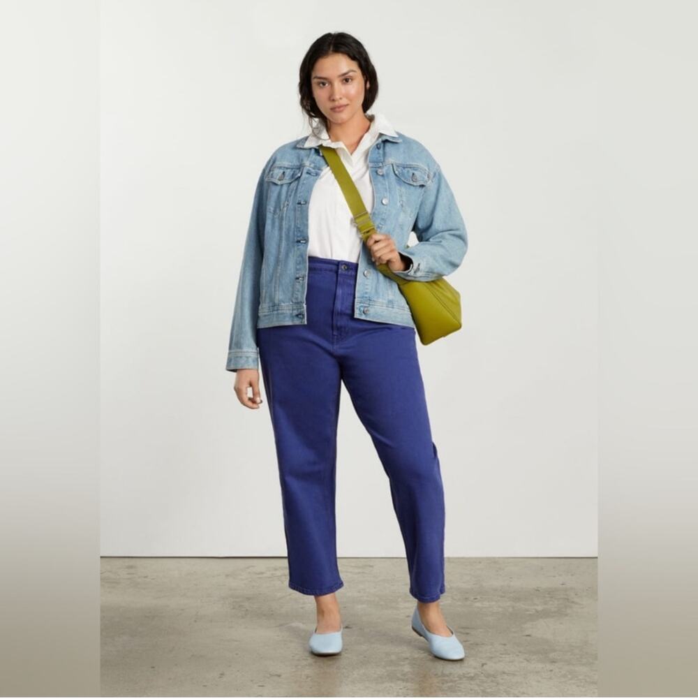 Everlane Way High Jeans Women 27 Tall Purple Straight Leg Organic Cotton Stretch